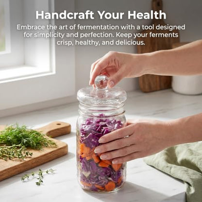 Operitacx Fermentation Glass Weights: Easy Grip Handle Fermenting Weights for Pickling - 4 Inch Wide Mouth Canning Fermenting Pickling Sourkrout Fermentation - size: 9.70X9.70X4.00CM