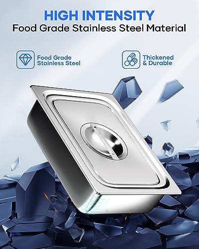 WantJoin Steam Table Hotel Pans with Lid 1/2 Half Size 6 Inch Deep 3 Pack, Stainless Steel Metal Tray Sets Food Storage Container, Commercial Restaurant Buffet Chafing Dishes Warmer Catering Supplies - color: 6" Deep 3 Pack, size: 1/2 Size
