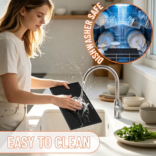 Xibany Bar Mat, 12x6IN Non-Slip PVC Mats for Home Coffee Bar Countertop | Versatile for Coffee Drinks Cocktails Makers, Keep Bar Counter Tops Neat Tidy, Drying Dishes Cups Glasses, Easy to Clean