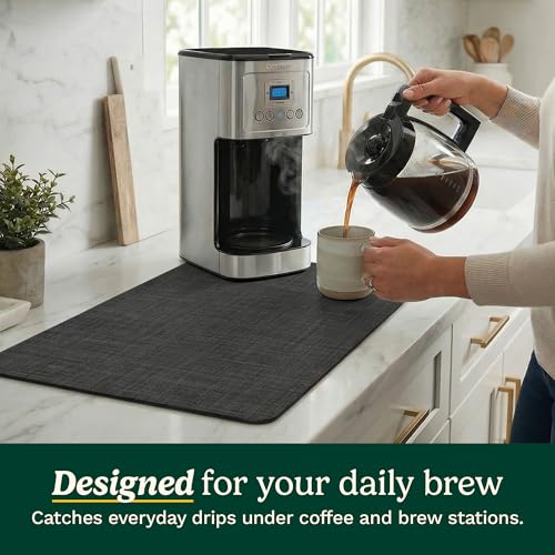 Cuisinart Coffee Mat for Countertop (2 Pack)–Quick-Dry Absorbent Coffee Bar Mat for Espresso Machines & Brew Stations, Also Use as a Dish Drying Mat on Kitchen Counter, Non-Slip, Easy Care, 15” x 20” - color: Black