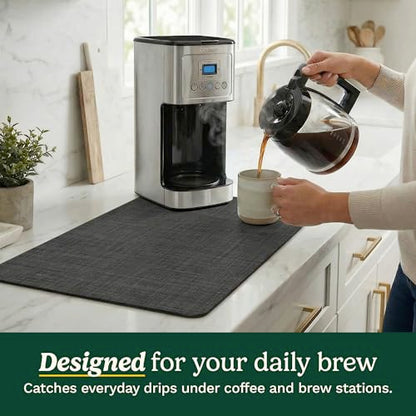 Cuisinart Coffee Mat for Countertop (2 Pack)–Quick-Dry Absorbent Coffee Bar Mat for Espresso Machines & Brew Stations, Also Use as a Dish Drying Mat on Kitchen Counter, Non-Slip, Easy Care, 15” x 20” - color: Black