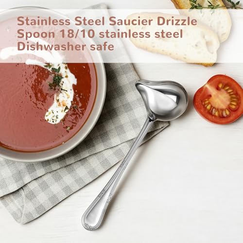 2 Pcs Gravy Spoon Stainless Steel Gravy Ladle Sauce Ladle and Small Ladles with Pour Spout 7.8'' Sauce Soup Spoon Small Drizzle Ladles for Cooking Serving Canning