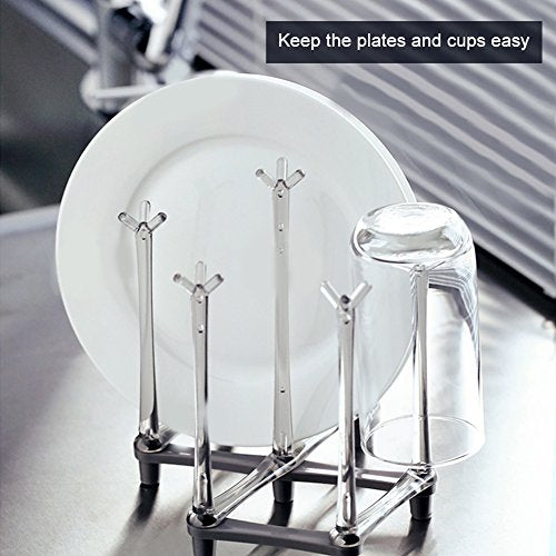 Marbrasse Retractable Cup Drying Rack, Drinking Glass and Sports Bottle Drainer Stand, Plastic Bag Dryer with Non-Slip Bottom for Kitchen Countertop - color: 1p