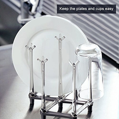 Marbrasse Retractable Cup Drying Rack, Drinking Glass and Sports Bottle Drainer Stand, Plastic Bag Dryer with Non-Slip Bottom for Kitchen Countertop - color: 1p