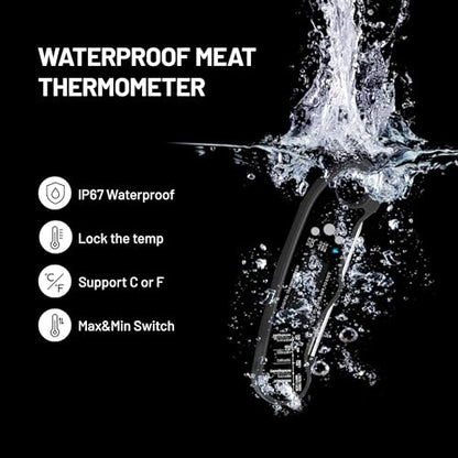𝟮𝟬𝟮𝟲 𝙐𝙥𝙜𝙧𝙖𝙙𝙚𝙙 Instant Read Digital Meat Thermometer by puxyblue - 2 Pack Waterproof & Super Fast Food Thermometer Widely Used for Indoor & Outdoor Cook, Grill, Bake, BBQ, Candy Making