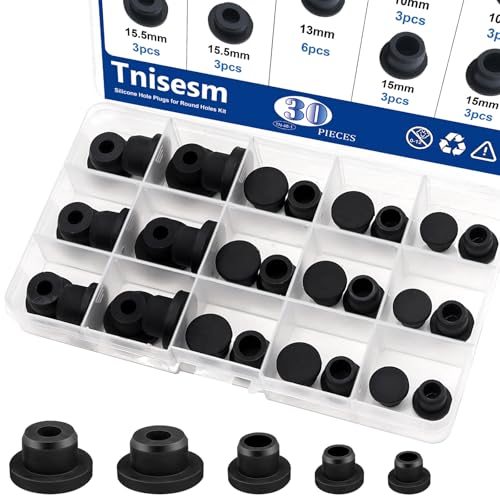 Tnisesm 30Pcs 5 Sizes Silicone Hole Plug Waterproof Replacement Rubber Tube Plug Black Bottle Stopper 9.5-15mm Inner Diameter Soft Flexible Reusable End Covers for Bottles Pipes Flower Pots - color: 30pcs 9.5-15mm