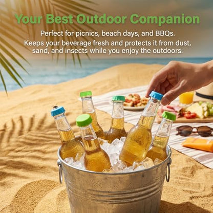 24 PCS Silicone Bottle Caps 6 Colors Reusable Beer Bottle Caps Wine Cap for Beer, Soda, Wine, Soft Drink Bottles, Home Brewing Kitchen Gadgets