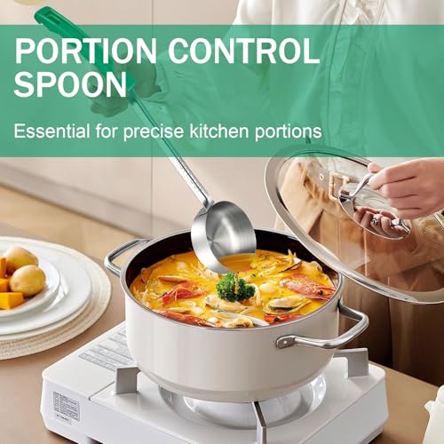 4 Ounce Solid Stainless Steel Portion Control Ladle Spoon - 2Pcs Pizza Sauce Serving Spoons Portion Ladle for Sauces, Perfect for Weight Watchers, Buffets, Parties - size: 4 Ounce, style: 2 PCS