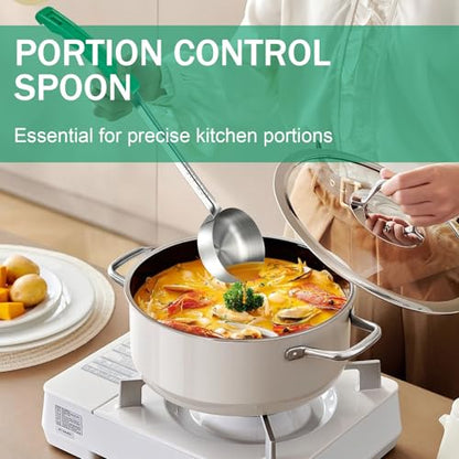 4 Ounce Solid Stainless Steel Portion Control Ladle Spoon - 2Pcs Pizza Sauce Serving Spoons Portion Ladle for Sauces, Perfect for Weight Watchers, Buffets, Parties - size: 4 Ounce, style: 2 PCS