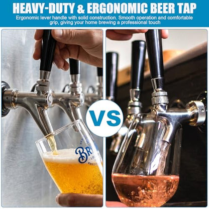 Upgraded Draft Beer Faucet Keg Tap, Commercial Grade 304 Stainless Steel Kegerator Faucet, Leak-Proof Beer Dispenser Tap Fits American Beer Shanks & Towers for Homebrew