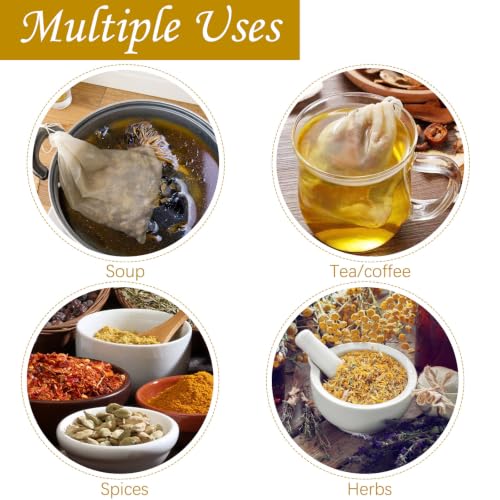 TUZAZO 50 Pcs Muslin Bags with Drawstring 4 x 6 inch, Reusable Tea Bags for Loose Leaf Tea, Natural Cotton Unbleached Cheesecloth Small Spice Bag for Cooking Soup Herb Sachet Bag Empty - size: 4x6 inch, 50 pcs