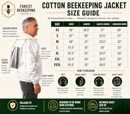 Beekeeping Jacket with Fencing Veil and Gloves, Cotton Bee Jacket for Men and Women, Heavy-Duty Brass Zippers - 2XL - size: 2XL