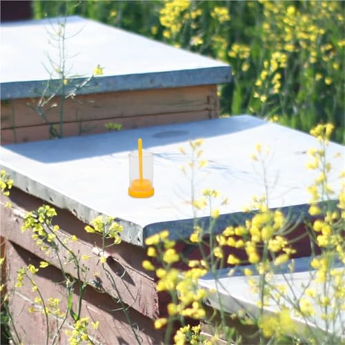 Bee Queen Marking Cage Bottle Box 10pcs Bee Queen Mark Bottle Plastic Marking Cage Yellow Long Plunger Easy Use Beekeeping Equipment Beekeeper Tools Queen Marker Cage