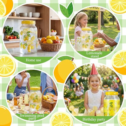 Havawish 2 Pcs 1 Gallon Plastic Beverage Dispenser with Spigot Clear Summer Kitchen Fridge Drink Dispenser for Parties Lemonade Juice Tea Beer Cold Water(Yellow,Classic) - color: Yellow, style: Classic
