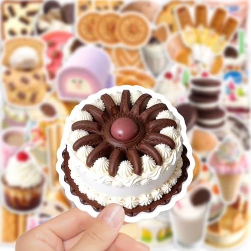 50Pcs Cute Dessert Stickers, Waterproof Vinyl Sweet Treat Decals for Water Bottle Laptop Suitcase Skateboard Scrapbook Journal, Kawaii Food Snack Labels for Kids Teens Girls DIY Craft Gift Supplies - color: Cute Dessert-1