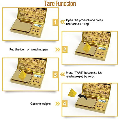 WEIGHTMAN Digital Scale Gram, 200g/0.01g Pocket Scale Gold Titanium Plating, LCD Backlit Display, Mini Jewelry Scale with 6 Units, Auto Off, Tare Function for Food, Coins, Battery Included - color: Gold