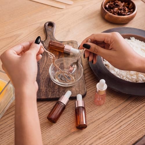 Didaey 100 Pcs 1/2/3/5/10/15 ml Mini Glass Oil Dropper Bottle Bulk, Clear Essential Small Empty Bottles Sample Containers Perfume Liquid Vials with Cap for Traveling (10 ml,Blush Pink) - color: Blush Pink, size: 10 ml