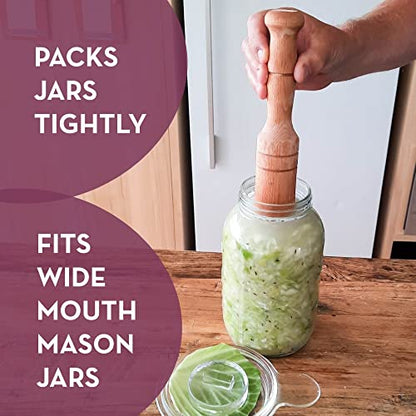 Sauerkraut Pounder - Solid Wooden Tamper for Sauerkraut Kimchi and Meat Tenderizing