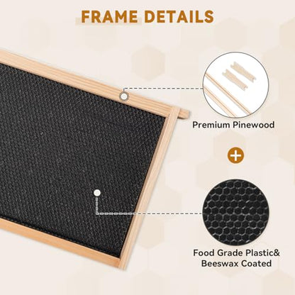 POLLIBEE 8 Frame Deep Brood Bee Hive Box Dipped in 100% Beeswax,Beehive Box for Bee Keeper, Include Beehive Frames and Wax Foundation(unassembled) - size: 8 Frame Deep Box
