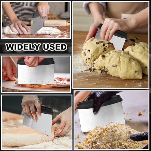 Bench Scraper,Dough Scraper,Premium Stainless Steel Dough Cutter with Measuring Scale,Multi- Purpose Food Scraper for Pastry,Cake,Pizza,Bread,Cooking - style: Bench Scraper