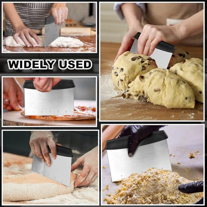 Bench Scraper,Dough Scraper,Premium Stainless Steel Dough Cutter with Measuring Scale,Multi- Purpose Food Scraper for Pastry,Cake,Pizza,Bread,Cooking - style: Bench Scraper