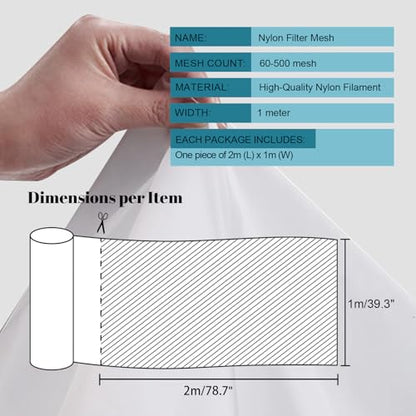 39 x 78 Inch Nylon Mesh Filter Fabric, 25-250 Micron Ultra Fine Mesh Strainer for Straining Juice Coffee Paint (300 mesh /48μm) - style: 300 Mesh