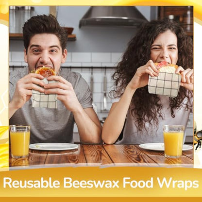 Mindsoft 17 x 23 Inch Reusable Beeswax Food Wrap for Bread Sandwich Wrapper Beeswax Paper Organic Bowl Dishes Covers Sustainable Food Cheese Fruit Snacks Storage Containers Keeper(Classic Style) - style: Classic Style