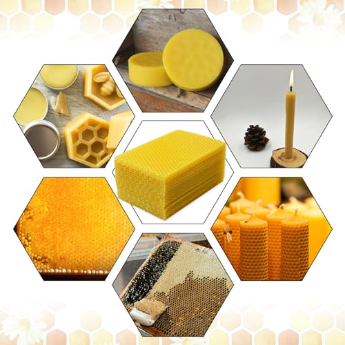 Flylin 20Pcs Beehive Wax Foundation Sheets, Natural Beehive Wax Foundation | Honeycomb Pattern, Smooth Texture, Beeswax Sheets, for DIY Candle Making, Furniture Floor Polishing