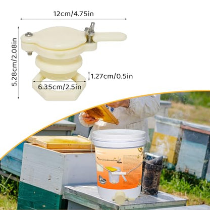 Honey Bucket 5 Gallon Beekeeping Supplies-Honey Gate & Stainless Steel Double Sieve Honey Strainer Honey Filter Bag Uncapping Tank Holder Honey Harvesting Equipment Beekeeping Kit (5 PCS/Set) | Leakproof plastic spigot|Dual stainless filter|Drawstring nyl
