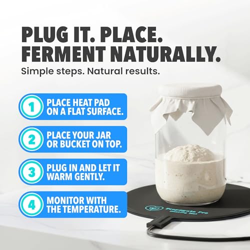 Brewing & Fermentation Heat Pad with Heating Thermostat - 10" Sourdough Starter Warmer Mat, Beer & Wine Fermenting - Heating Mat for Kombucha Jar, Carboy, Glass Jar, Fermentors with Heater Temp Strip - size: 10" Heat Mat + Heating Thermostat