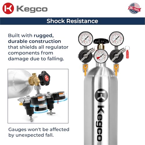 Kegco YH-76PRM-2 Commercial Grade Dual Body CO2 Draft Beer Regulator