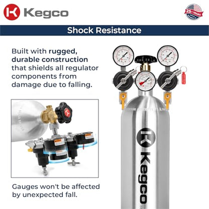 Kegco YH-76PRM-2 Commercial Grade Dual Body CO2 Draft Beer Regulator