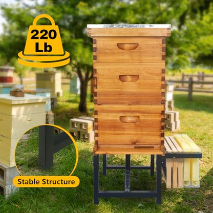 Adjustable Metal Hive Stand Hive Frame Holder with Adjustable Length Black Metal Beehive Stand Easy to Assemble Bee Stand for Beekeeping - size: 1 PCS