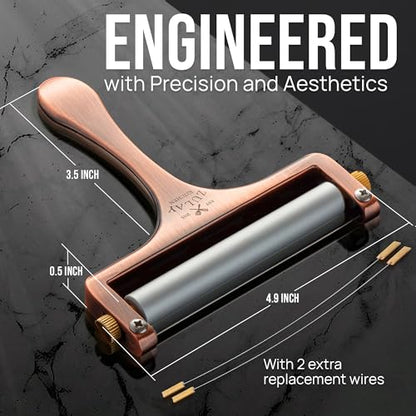 Zulay Adjustable Cheese Slicer - Wire Slicer For Mozzarella, Cheddar, Gouda - Heavy Duty With 2 Extra Wires (Copper) - color: Copper