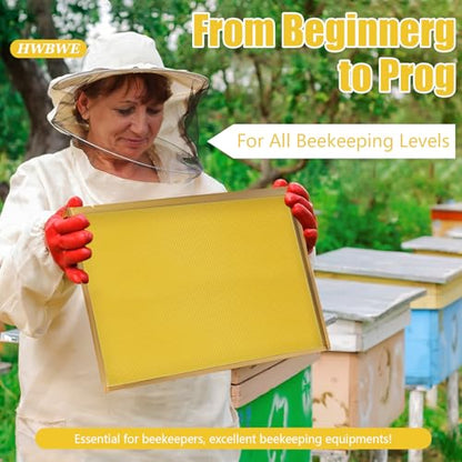 30PCS Pack Beehive Frames and Wax Foundations for Deep Brood Bee Hives 100% Beeswax Coated Foundations Yellow