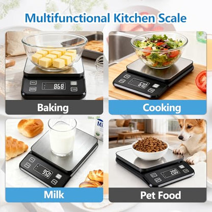 IPX7 Waterproof Food Scale 0.1g Precision Kitchen Scale, 10kg/22lb Digital Food Scale USB Rechargeable, Backlight Gram Scale Stainless Steel & Washable Digital Scale for Cooking, Baking,Weight Loss - style: IPX7_Rechargeable_10kg