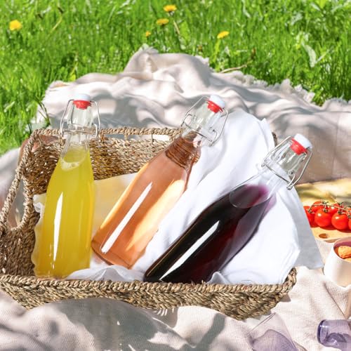 16 oz 10 Pack Swing Top Glass Bottles, Flip Top Brewing Bottle with Airtight Stopper Lids for Fermentation, Soda, Kombucha, Juice, Kefir, Wine