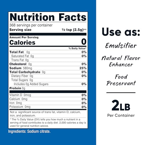 Nutricost Sodium Citrate Powder 2LB (32.4oz) Food Grade, GMO-Free | Emulsifier, Natural Flavor Enhancer, Food Preservant - size: 31.99 Ounce (Pack of 1)