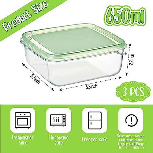 Uiifan 3 Pcs Sliced Cheese Container for Fridge, 22 oz Clear Airtight Slice Holder Container with Lids Plastic Box for Cheese Dessert Refrigerator Deli Food Storage