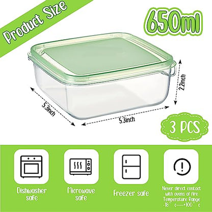 Uiifan 3 Pcs Sliced Cheese Container for Fridge, 22 oz Clear Airtight Slice Holder Container with Lids Plastic Box for Cheese Dessert Refrigerator Deli Food Storage