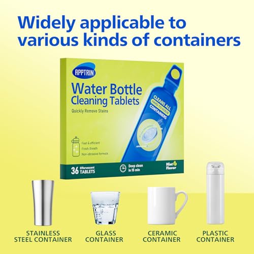 Water Bottle Cleaning Tablets, 36 Pack Bottle Clean Tablet Hydration Bladder Cleansing Tablets for All Plastics and Glass Drinking Containers - size: 1 Count (Pack of 36)