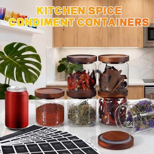 Glass Spice Jars Seasoning Containers Small Glass Jars with Lids Airtight Food Storage Canister for Kitchen Pantry Sugar Tea Coffee Bean Nuts Cookies Herbs Salt (16oz/473ml*6 pack) - color: 16oz/473ml*6 pack