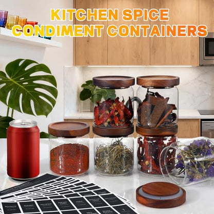 Glass Spice Jars Seasoning Containers Small Glass Jars with Lids Airtight Food Storage Canister for Kitchen Pantry Sugar Tea Coffee Bean Nuts Cookies Herbs Salt (16oz/473ml*6 pack) - color: 16oz/473ml*6 pack