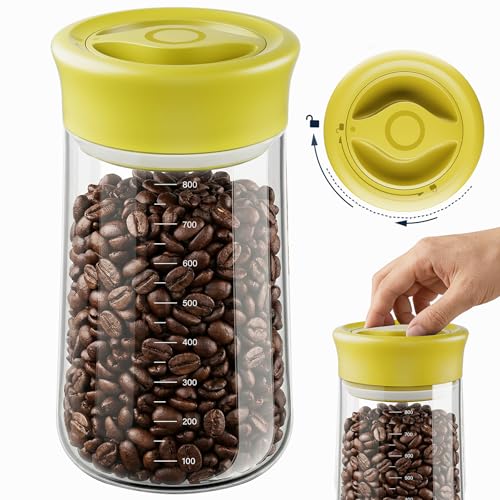 OURCABECUE Wide Mouth Mason Jar 27 oz, 2026 Upgrade 90° Rotating Lid Glass Storage Jar, Food Grade Overnight Oats & Yogurt Jar, Dry Snacks Candies jar - color: Yellow, size: 27OZ