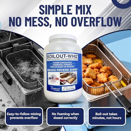 32LB Boil-Out Whiz Deep Fryer Cleaner - Degreaser Powder for Commercial Kitchen Cleaning Oil Saver - Deep Fryer Pot & Coil Safe - Extend Oil Life, Save Time & Energy - by FryOilSaver Co - size: 128 Ounce (Pack of 4)