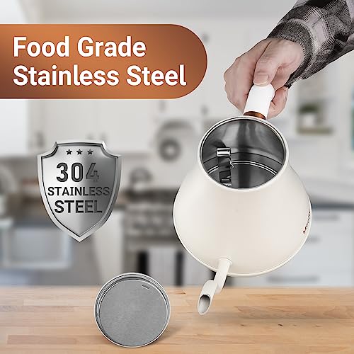 Mecity Electric Kettle Stainless Steel Gooseneck Water Kettle Water Boiler for Pour Over Coffee Fast Heating, Auto Shut Off, 27 fl oz, 1000W, Milk White - color: Milk White