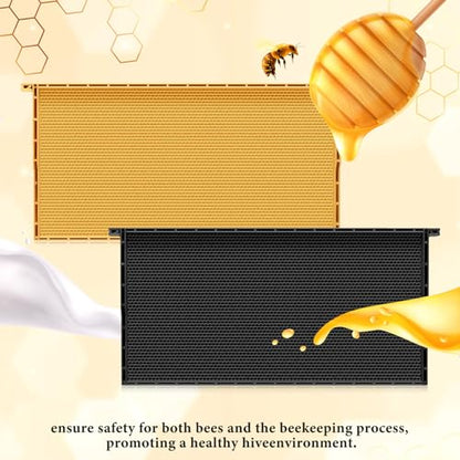 DoubleFill 10 Pack Plastic Beehive Frames and Wax Foundations All in One Bee Hive Frames with Beeswax Coated Foundations Bee Frames Beekeeping Frames for Deep Brood Bee Hives 9 1/8 Inches(Black) - color: Black
