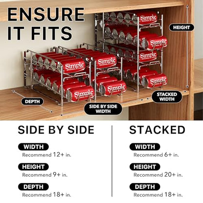 Simple Houseware Stackable Front Loading Beverage Can Dispenser Rack, Chrome - 2 Pack - color: Chrome, size: Standard