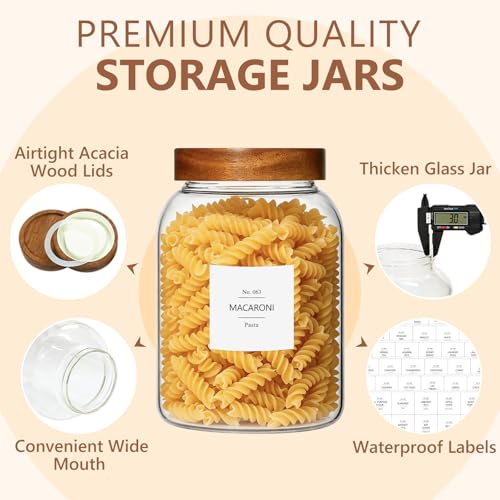 KEYWING 100 fl.oz Large Glass Storage Containers with Lids, 2 Pack Airtight Food Storage Containers, Pantry Organizer for Flour, Sugar, Rice, Eggs, Cereal, Cookies - size: 100 Fl.oz