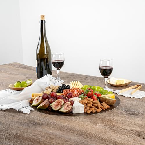 Restaurantware Cater Tek 13.8 Inch Charcuterie Boards 10 Faux Wood Cheese Boards - Round Stackable Dark Paper Cardboard Charcuterie Boards Disposable For Serving At Catered Events - color: Dark, size: 13 3/4"